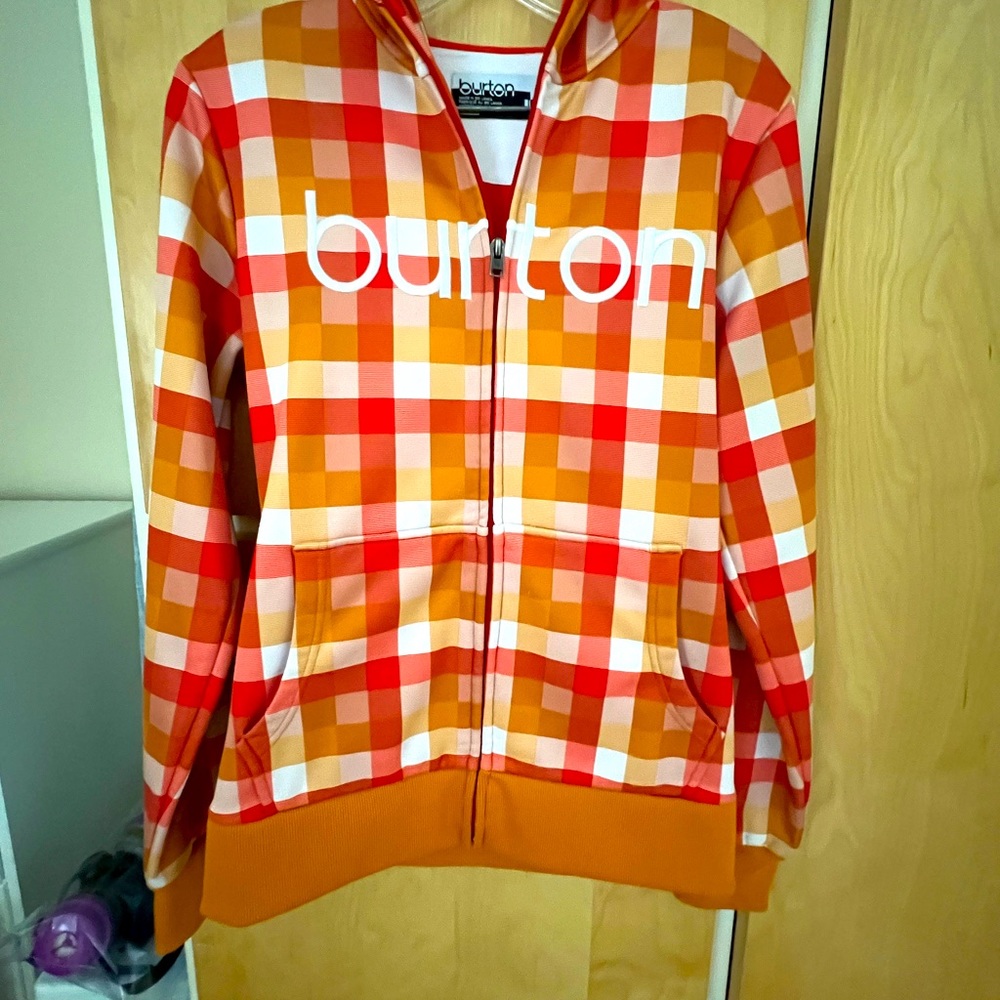 Burton Hoodie Top - Fuzzy lining. Medium Size. Bright and fun.
